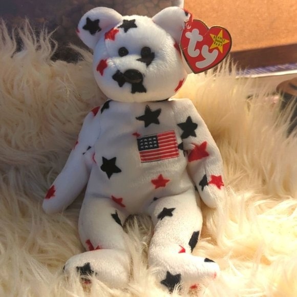 TY GLORY Beanie Baby - RARE - 1997 Hang Tag 1998 Tush Tag Americana Bear - Picture 2 of 9